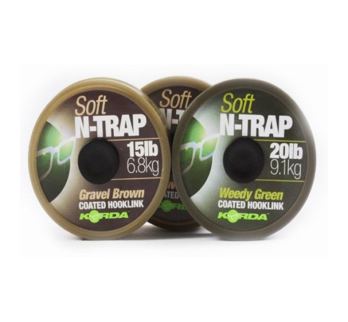 Поводочный материал Korda с покрытием N-Trap Soft 20m 15Lb Weedy Green
