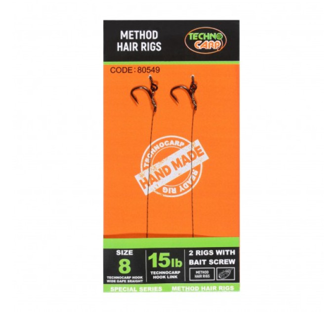 Готовый поводок Method Hair Rigs with bait Spikes. 15lb, Wide Gape №8