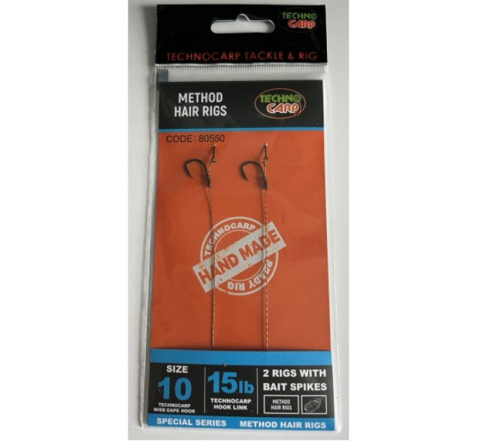 Готовый поводок Method Hair Rigs with bait Spikes. 15lb, Wide Gape №8