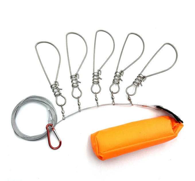 Кукан трос 5 карабинов с поплавком
