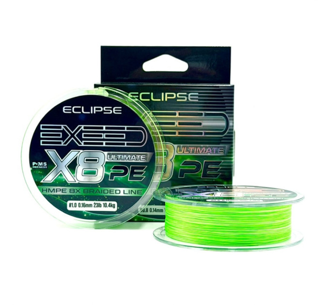 Шнур Eclipse Exeed PE Braid X8 Light Green 150m #0.6/0.12mm 16lb/7.3kg