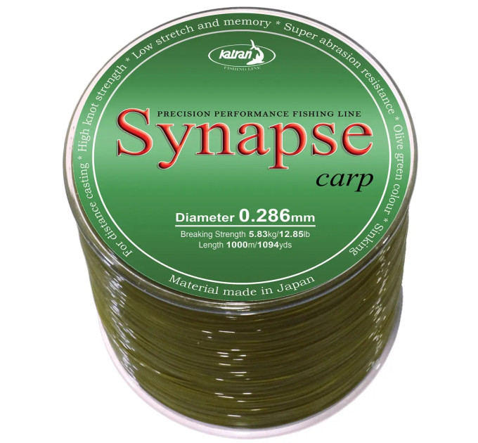 Волосінь Katran Synapse Carp 1000m (olive) 0.286mm 12.85lb/5.83kg