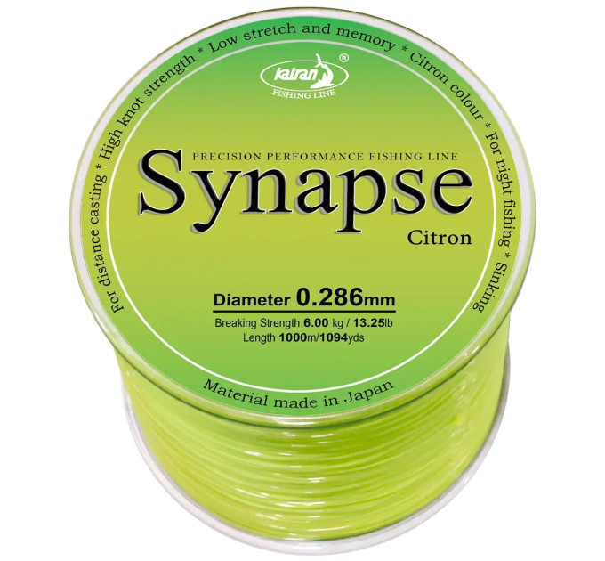 Волосінь Katran Synapse Citron 1000m (citron) 0.286mm 13.25lb/6kg