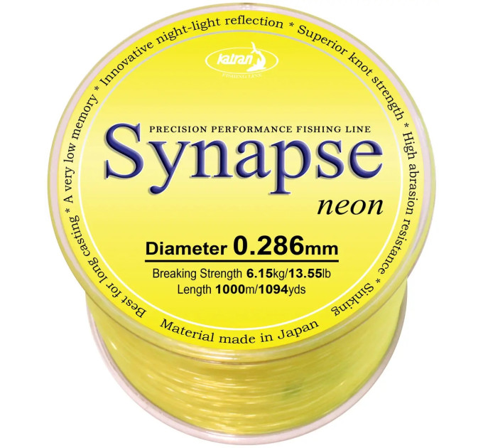 Волосінь Katran Synapse Neon 1000m (neon-yellow) 0.309mm 15.55lb/7.05kg
