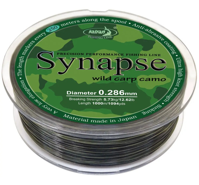 Волосінь Katran Synapse Wild Carp Camo 1000m (dark camo) 0.286mm 12.62lb/5.73kg