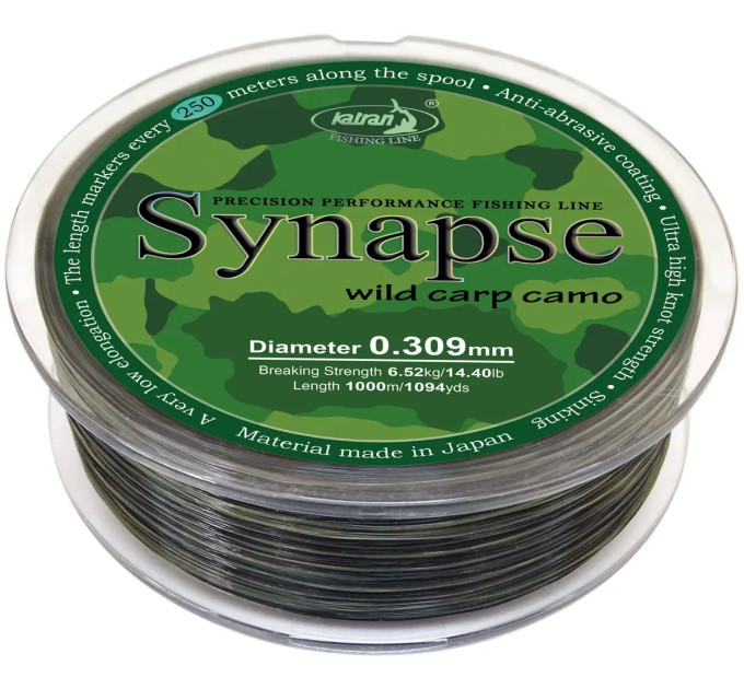 Волосінь Katran Synapse Wild Carp Camo 1000m (dark camo) 0.309mm 14.4lb/6.52kg