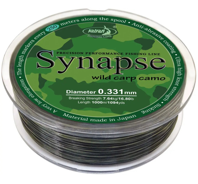 Волосінь Katran Synapse Wild Carp Camo 1000m (dark camo) 0.331mm 16.8lb/7.64kg