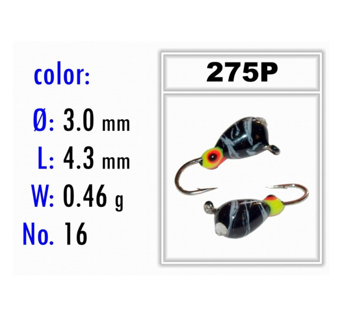 Мормышка Bravo Fishing 1130-275P Капля с ушком крашеная 3,0 мм 0,46 гр. 275P с фосфором
