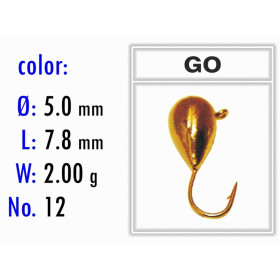 Мормышка Bravo Fishing 1150-GO Капля с ушком 5,0 мм 2,00 гр. GO