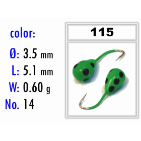 Мормышка Bravo Fishing 1235-115 Капля с отверстием крашеная 3,5 мм 0,60 гр. 115