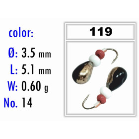 Мормышка Bravo Fishing 1235-119 Капля с отверстием крашеная 3,5 мм 0,60 гр. 119