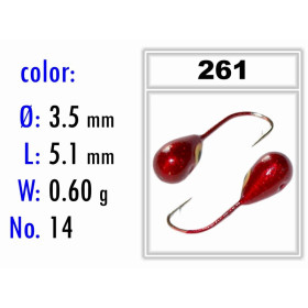 Мормышка Bravo Fishing 1235-261 Капля с отверстием крашеная 3,5 мм 0,60 гр. 261