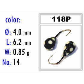Мормышка Bravo Fishing 1240-118P Капля с отверстием крашеная 4,0 мм 0,85 гр. 118P