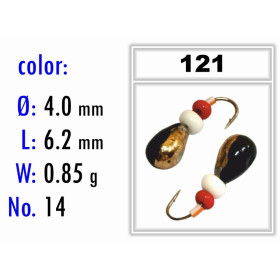 Мормышка Bravo Fishing 1240-121 Капля с отверстием крашеная 4,0 мм 0,85 гр. 121