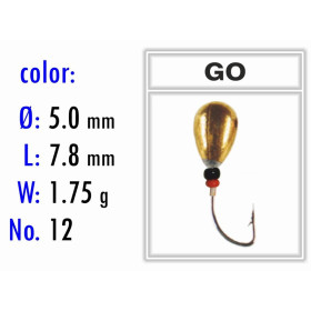 Мормышка Bravo Fishing 1250B-GO Капля с отверстием крашеная 5.0 мм 1.75 гр. GO