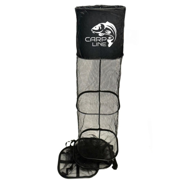 Садок Carp Line Black 2.5м черные алюминиевые кольца, черная прорезиненная сетка, колышек + чехол