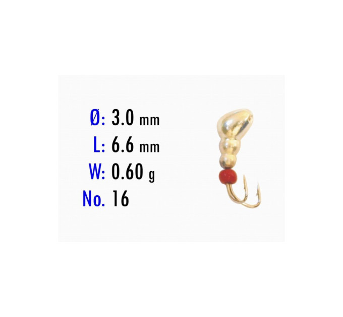 Мормышка Bravo Fishing 1330K-40P Коза-Муравей с ушком крашеная 3,0 мм 0,40 гр. 40P