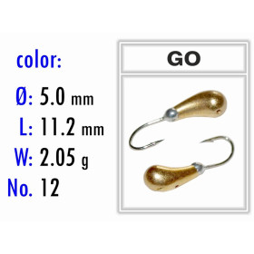 Мормышка Bravo Fishing 1550-GO Шар с отверстием мелкая грань 5,0 мм 2.05 гр. GO