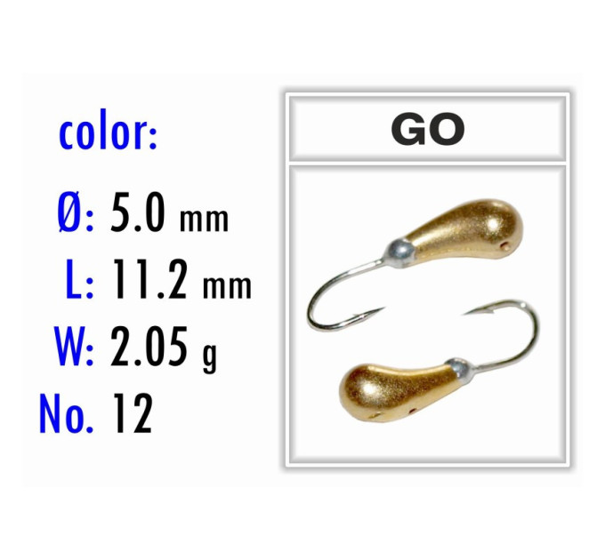 Мормишка Bravo Fishing 1550-GO Куля з отвором дрібна грань 5,0 мм 2.05 гр. GO