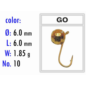 Мормышка Bravo Fishing 1760-GO Шар с отверстием мелкая грань 6,0 мм 1.85 гр. GO