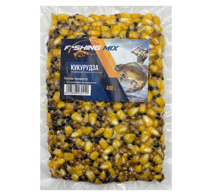 Зерносмесь FISHING MIX кукуруза натуральная с коноплей и пшеницей 400 гр