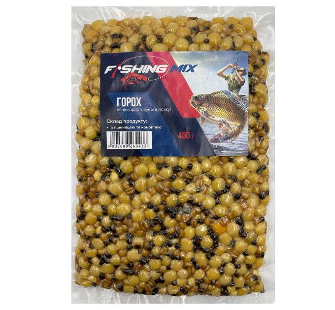 Зерносмесь FISHING MIX горох натуральный с коноплей и пшеницей 400 гр
