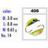 Мормышка Bravo Fishing 2030-406 Bravo Fishing Рижский банан с ушком крашеная 3,0 мм 0,65 гр. 406