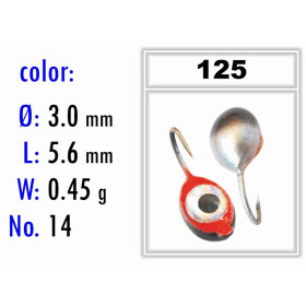 Мормышка Bravo Fishing 2130-125 Плавунец с ушком крашеная 3,0 мм 0,45 гр. 125 с 3D глазком