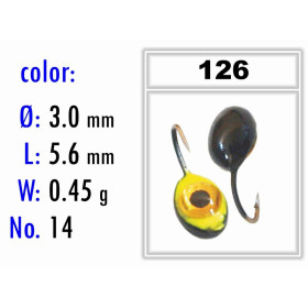 Мормышка Bravo Fishing 2130-126 Плавунец с ушком крашеная 3,0 мм 0,45 гр. 126 с 3D глазком