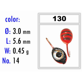 Мормышка Bravo Fishing 2130-130 Плавунец с ушком крашеная 3,0 мм 0,45 гр. 130 с 3D глазком