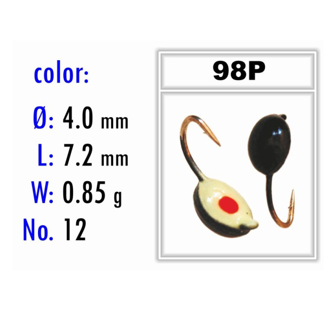 Мормышка Bravo Fishing 2140-98P Плавунец с ушком крашеная 4,0 мм 0,85 гр. 98P с фосфором