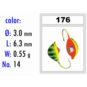 Мормышка Bravo Fishing 2430-176 Мидия с ушком крашеная 3,0 мм 0,55 гр. 176 с камнем