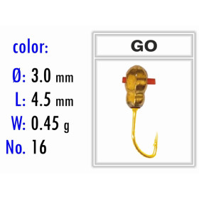 Мормышка Bravo Fishing 3430C-GO Муравей с гранью и отверстием крашеная 3,0 мм 0,45 гр. GO с кембрик