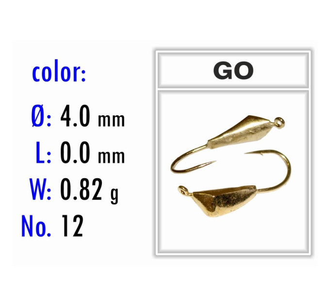 Мормышка Bravo Fishing 3840C-GO Дресена c отверстием крашеная 4,0 мм 0.95 гр. GO с кембриком