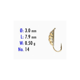 Мормышка Bravo Fishing 4230-132 Опарыш с ушком крашеная 3,0 мм 0,50 гр. 132