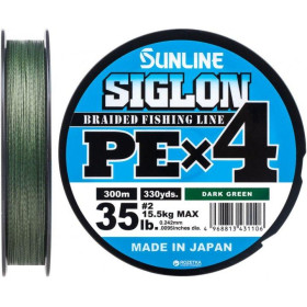 Шнур SUNLINE Siglon PE Х4 300m темно-зеленый #3.0/0.296mm 50lb/22.0kg