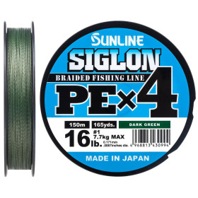Шнур SUNLINE Siglon PE Х4 150m темно-зеленый #1.7/0.223mm 30lb/13.0kg