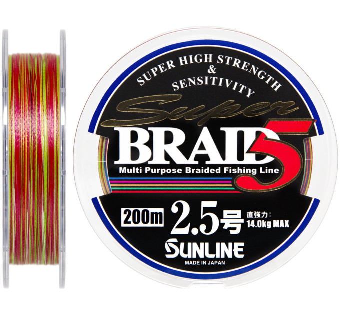 Шнур SUNLINE Super Braid 5 200m #3.0/0.27mm 37lb/17.0kg
