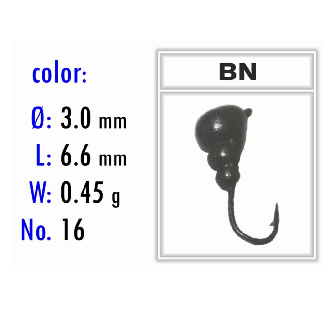 Мормышка Bravo Fishing 4830-BN-G Муpавей с ушком крашеная 3,0 мм 0,45 гр. BN-G кошачий глаз