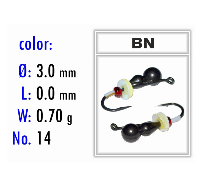 Мормышка Bravo Fishing 5530-BL-B Самка муравья с ушком крашеная 3.0 мм 0,70 гр. BL-B кошачий глаз