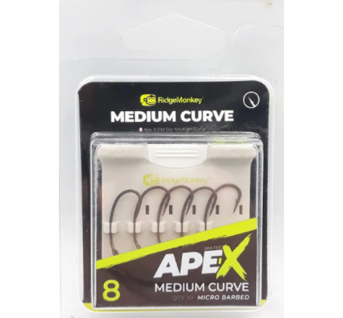 Крючок RidgeMonkey Ape-X Medium Curvet Barbed №6