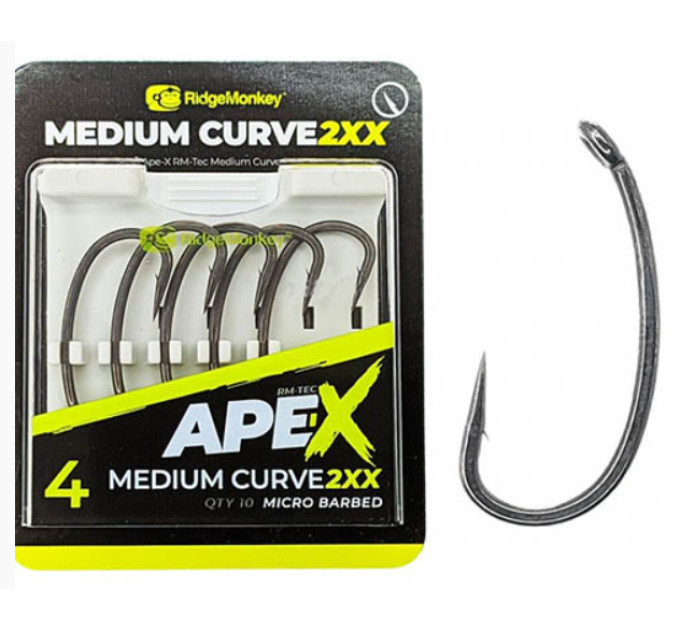 Крючок RidgeMonkey Ape-X Medium Curve 2XX Barbed №6