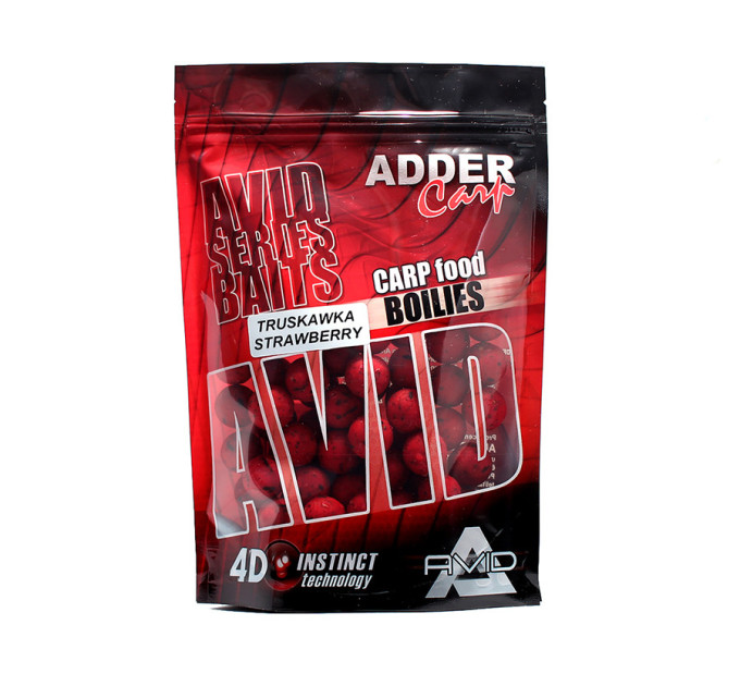 Бойлы Adder Carp Boilies Avid 18 mm 200 g Strawberry / Клубника