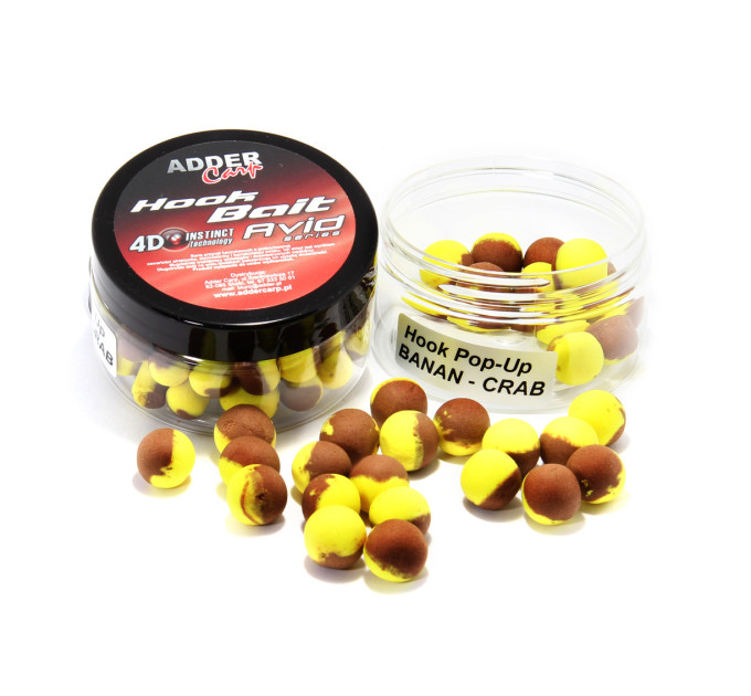 Бойлы Adder Carp Hook Boilies Avid Pop-Up 10 mm Banan-Crab / Банан-Краб