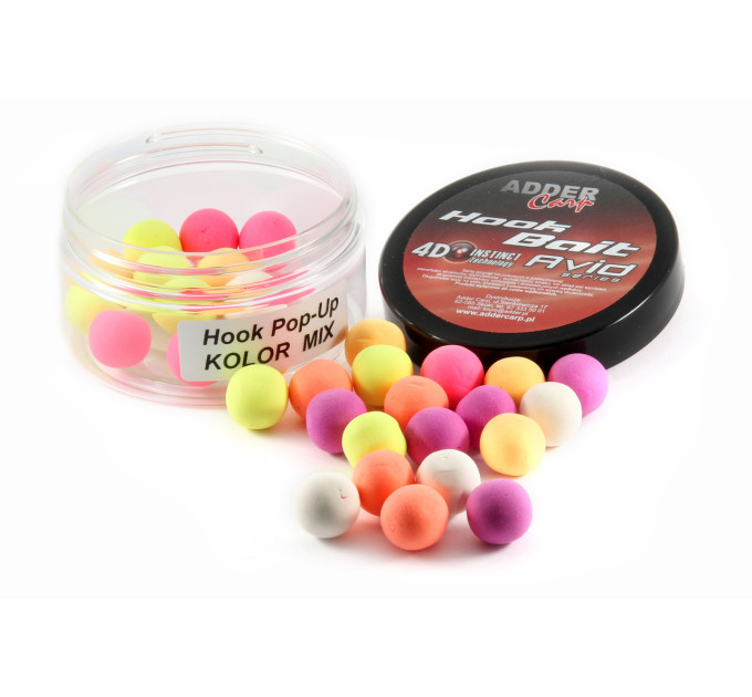 Бойлы Adder Carp Hook Boilies Avid Pop-Up 14 mm Color MIX / Колор микс
