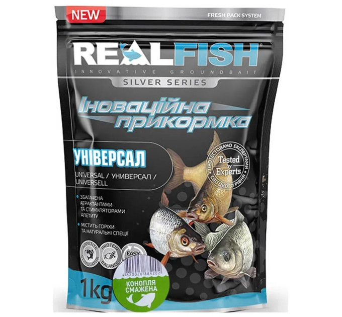 Прикормка Real Fish УНИВЕРСАЛ ЖАРЕННАЯ КОНОПЛЯ