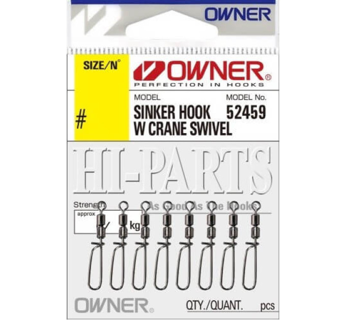 Вертлюг подвійний з застібкою OWNER Sinker Hook W Crane №18