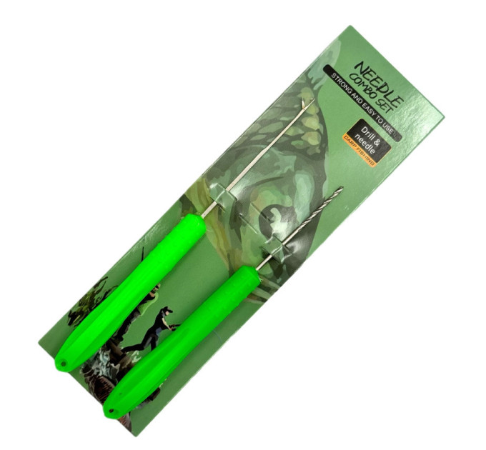Набор карповый: иголка, сверло, зеленая ручка Needle Combo Set 'GZ-04'