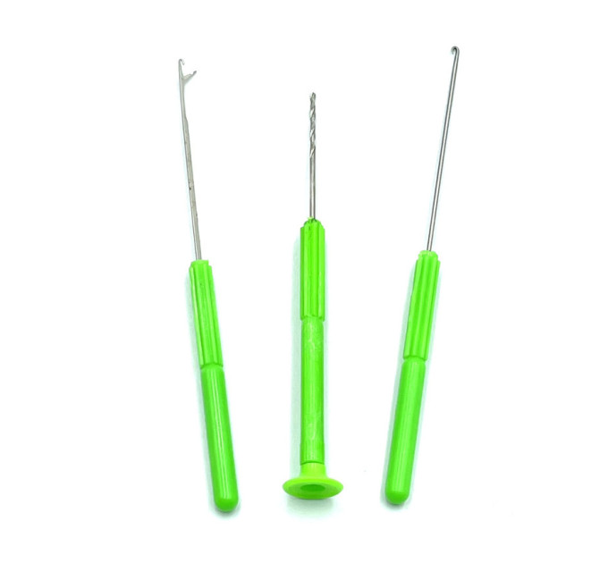 Набор карповый: иголка, сверло, крючек зеленая ручка Needle Combo Set 'GZ-04'