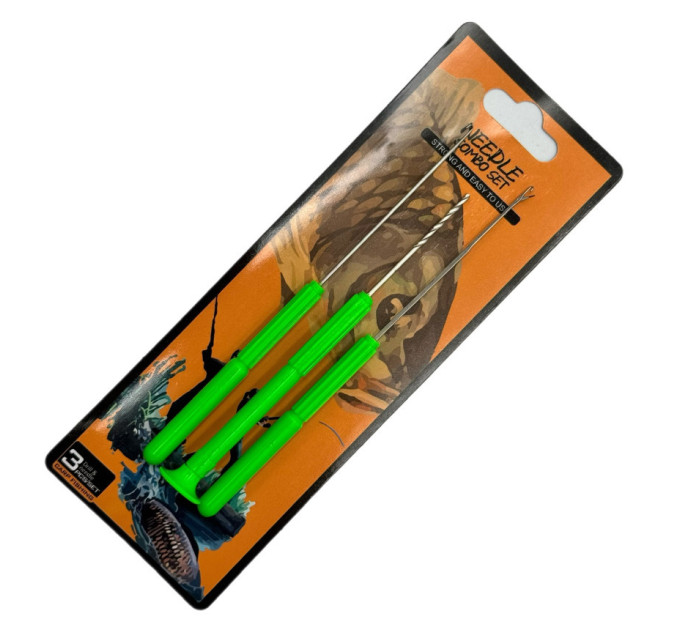 Набор карповый: иголка, сверло, крючек зеленая ручка в блистере Needle Combo Set 'GZ-01'